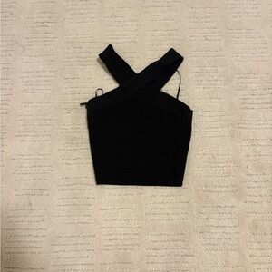 Babaton by Aritzia Black Cross-Strap Crop Top